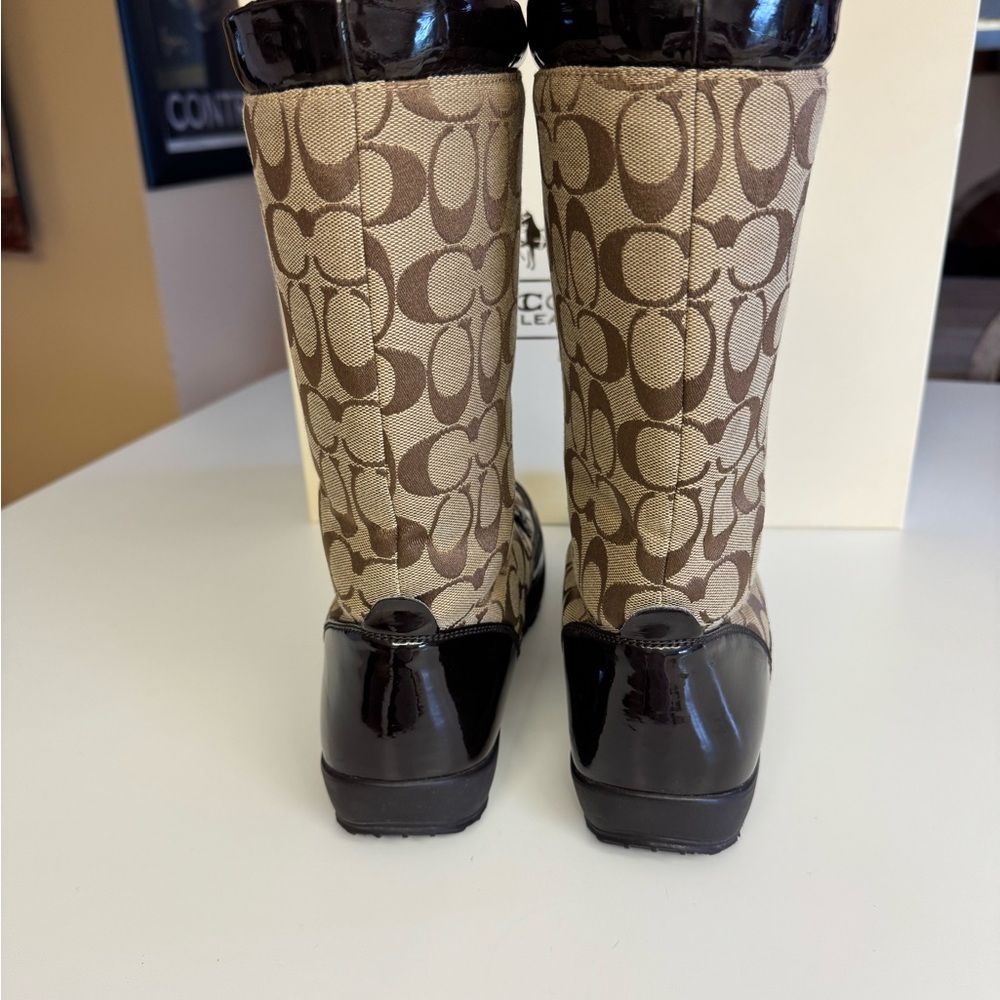 Coach Brown Winter Boots with Signature Monogram - Picture 2 of 5